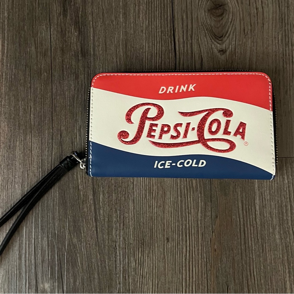Coach Pepsi-Cola Red, White, and Blue Wristlet 6x4